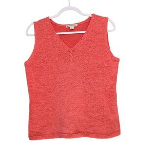 Pendleton Sleeveless Sweater Size Medium Pink Coral Open Knit Preppy Beach Tank